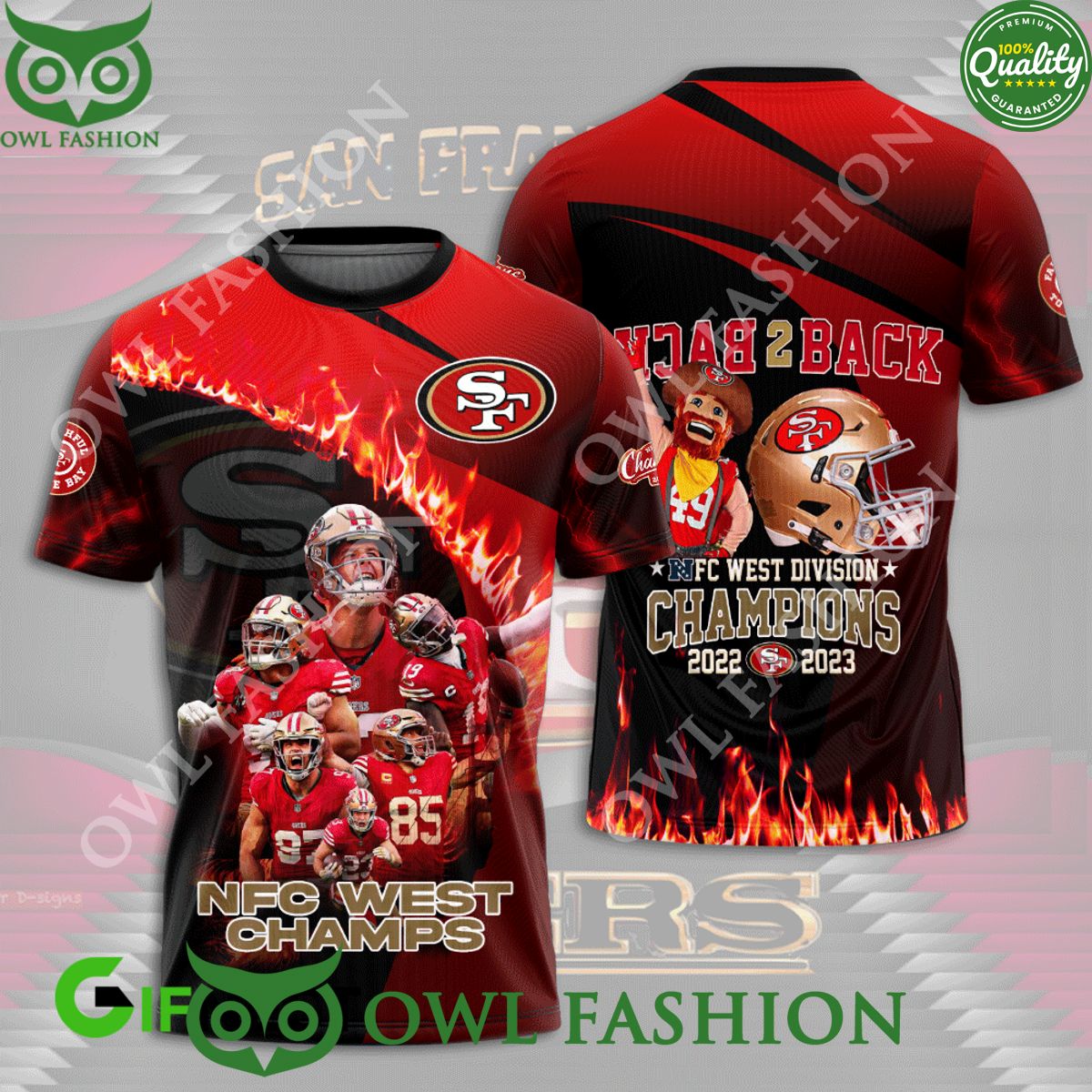 SF49 NFC West Division Champions Fire 3D T-shirt