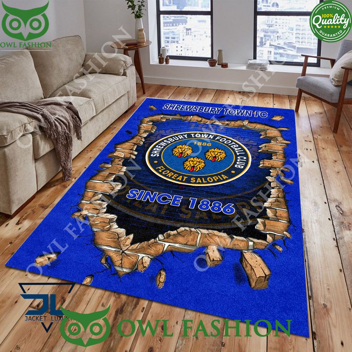 Shrewsbury Town 1838 League Two Living Room Rug Carpet