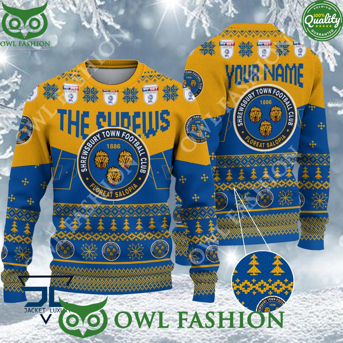 Shrewsbury Town EFL 2023 Custom Ugly Christmas Sweater Jumper