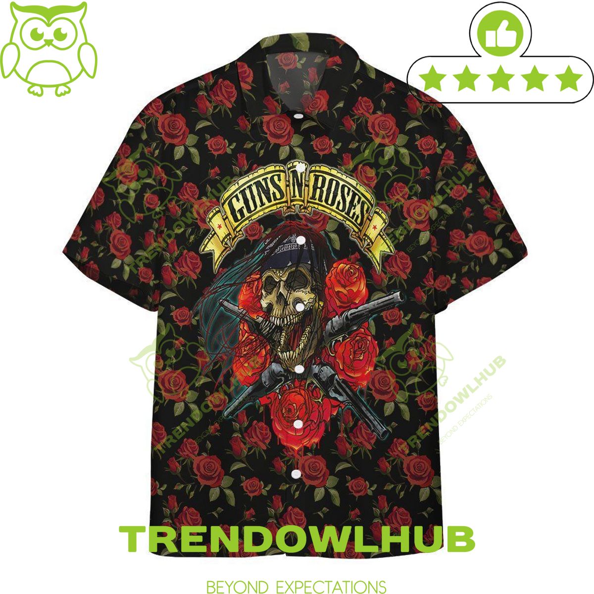 Skulls With Guns And Roses Trendy 3D Summer Hawaiian Shirt