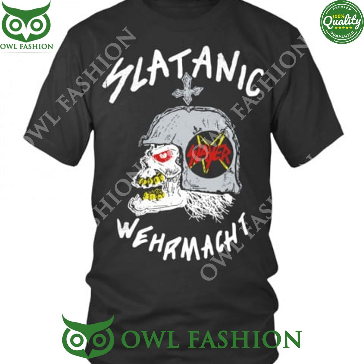 Slatanic World Tour 85 Wehrmacht Slayer Band Skull t shirt