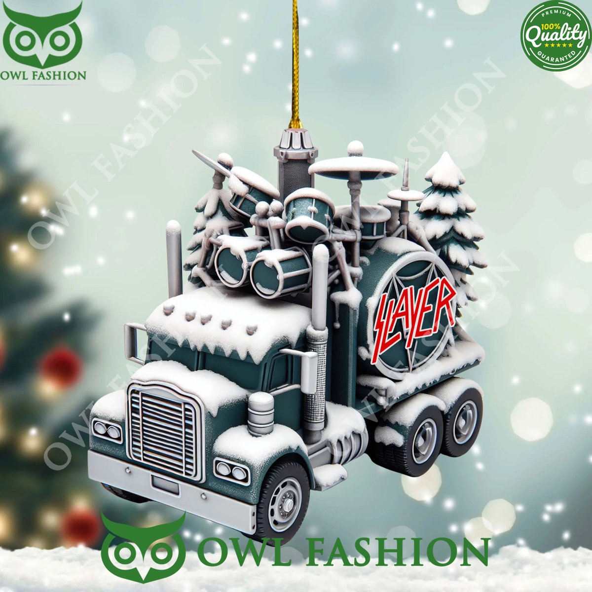 Slayer Band Instruments Christmas Plastic Ornament