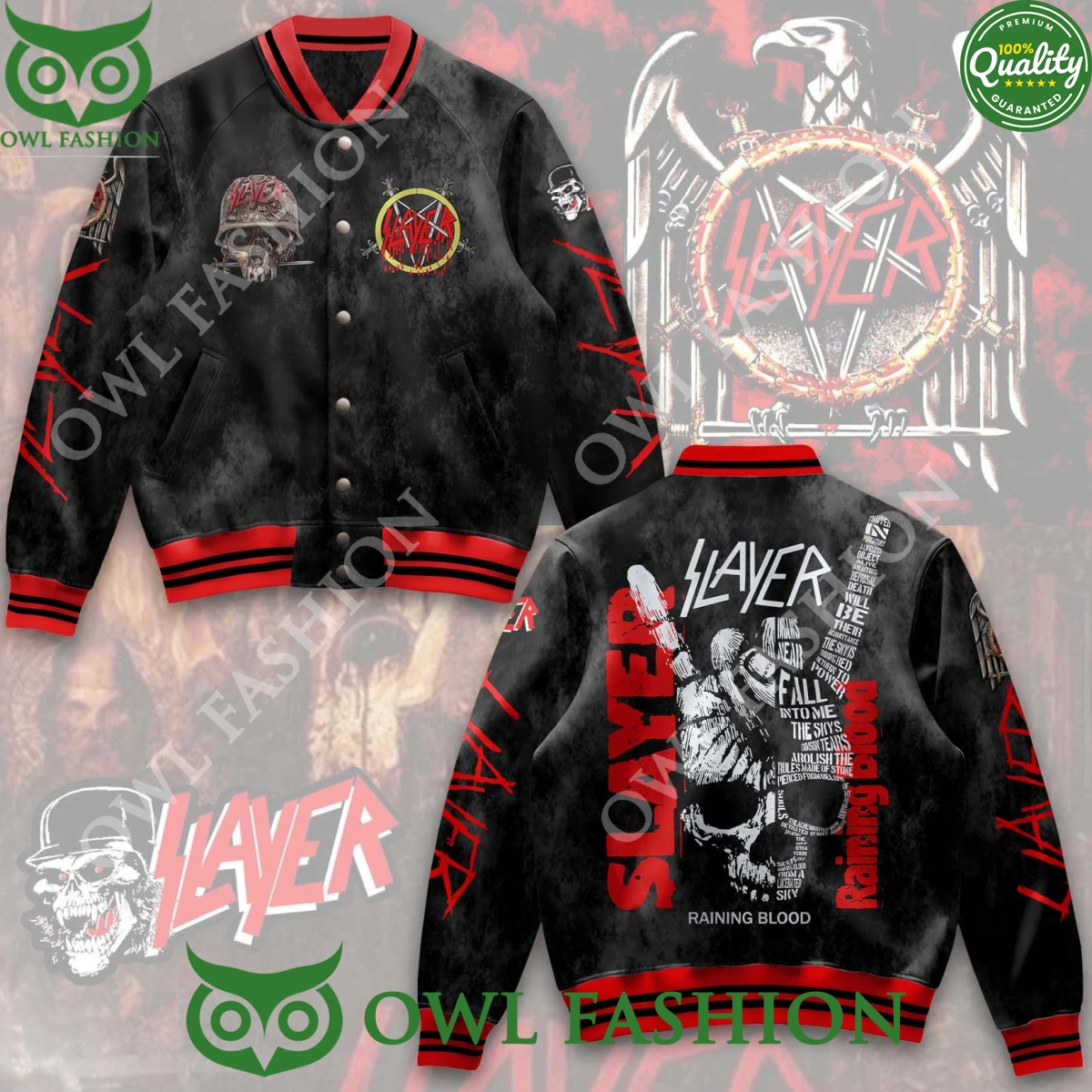 Slayer Band Raining Blood Famous Song Baseball Jacket