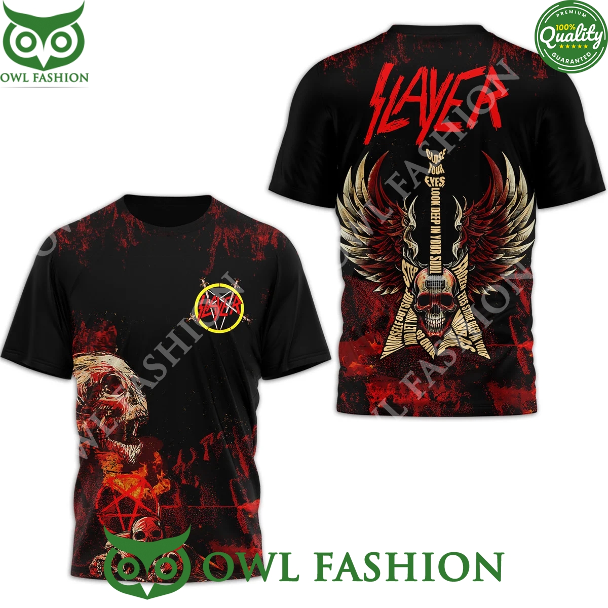 Slayer Seasons in the Abyss Skull Guitar 3D t Shirt