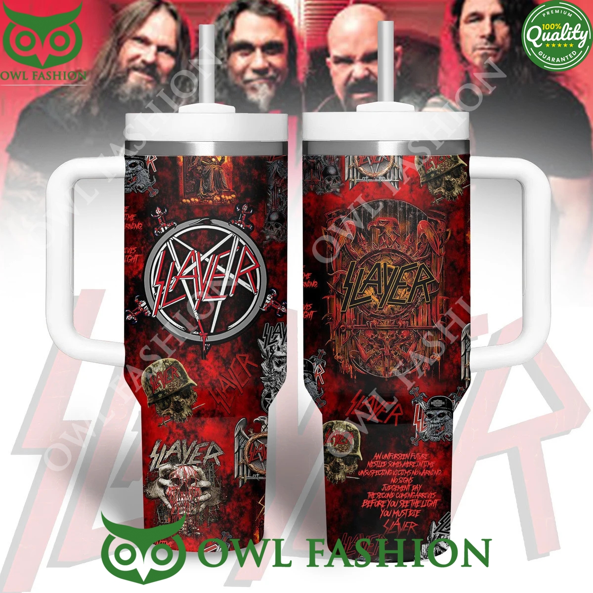Slayer Skull thrash metal rock Band Custom 40oz Tumbler With Handle