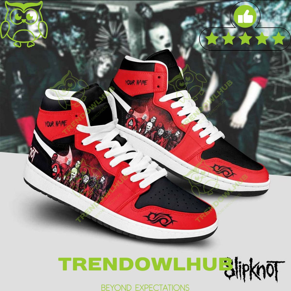 Slipknot 1999 Red black Horror Air Jordan High Top Sneaker Boot Custom Name