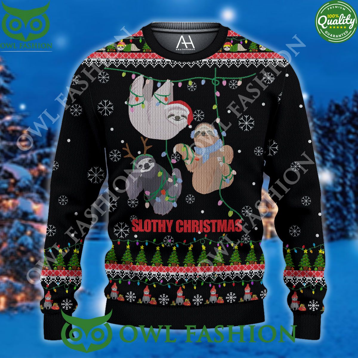 Slothy Cute Christmas Premium Ugly Sweater