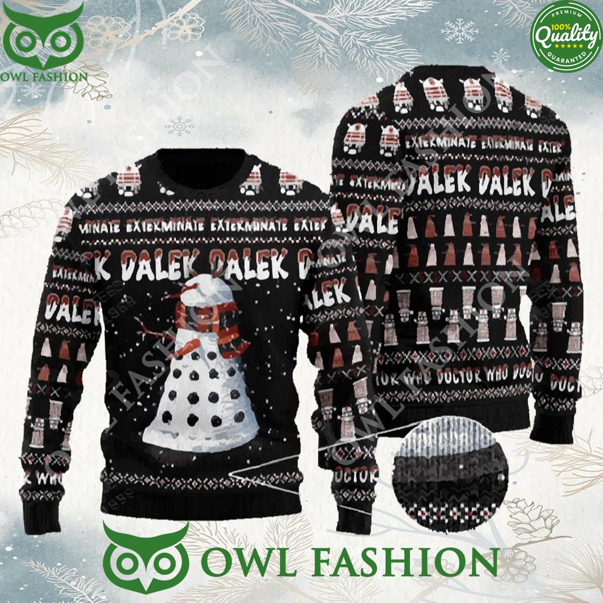 Snowy Dalek Doctor Who Knitted Christmas 3D Sweater Jumper