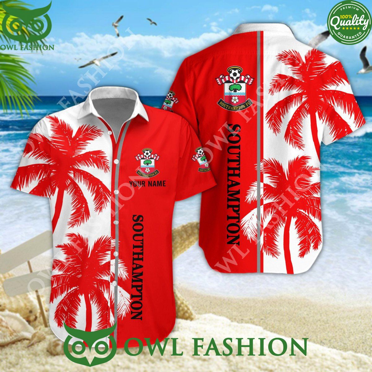 Southampton FC Personalized Red ropical coconut tree 2024 Hawaiian Shirt