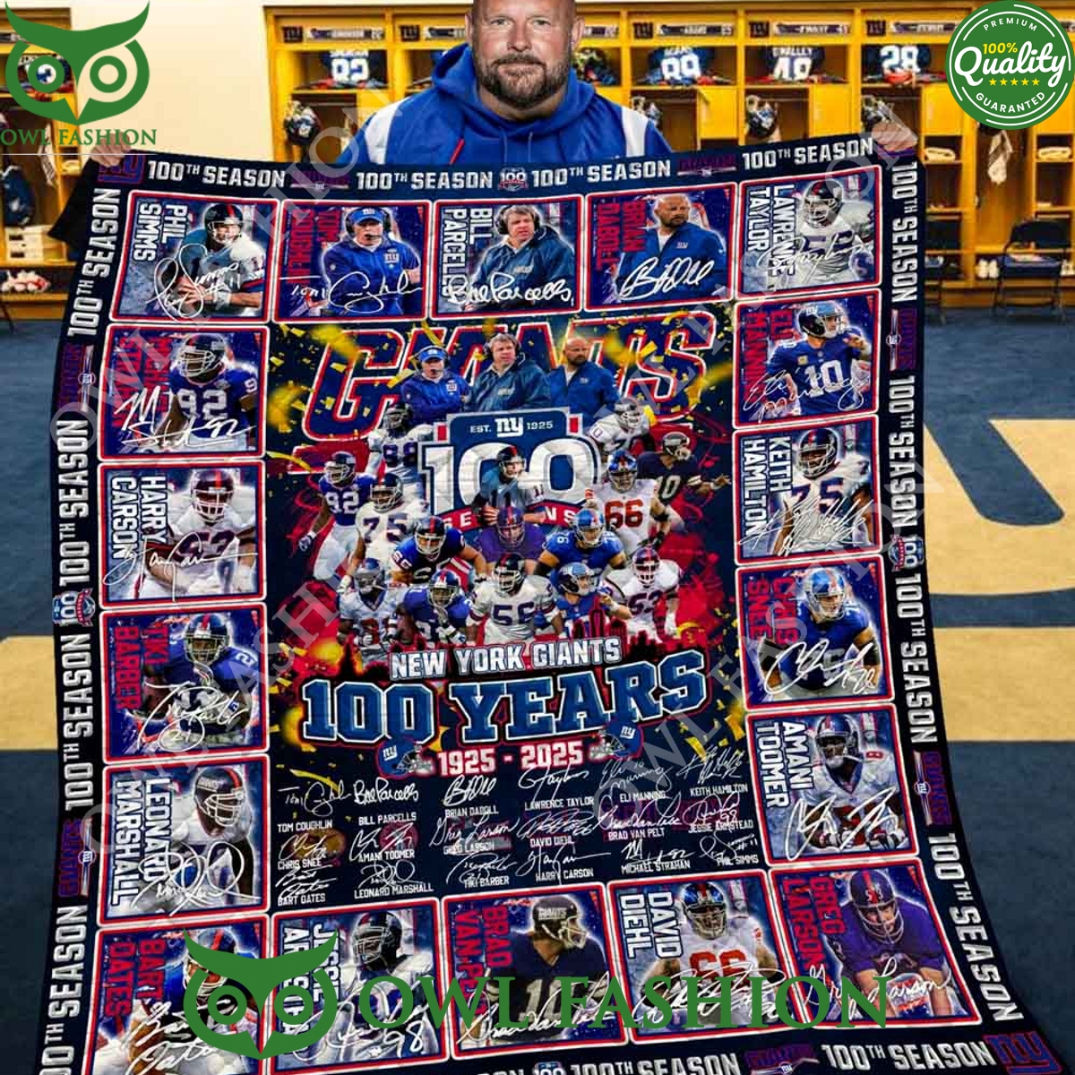 Special The New York Giants 100th Anniversary 1925-2025 Quilt Fleece Blanket