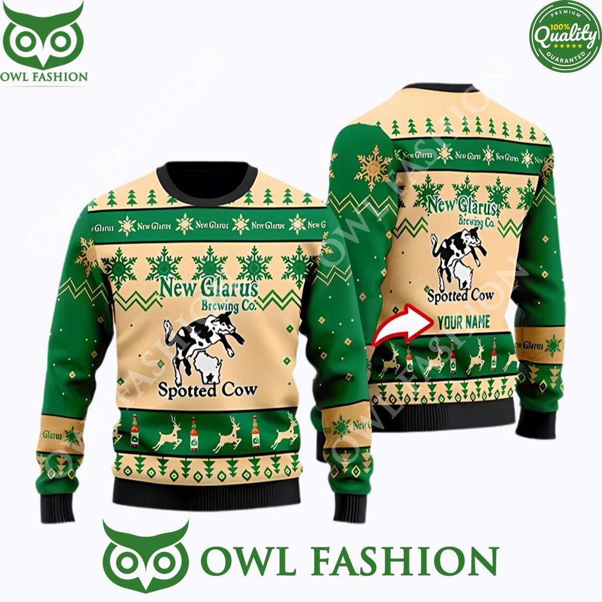 Spotted Cow Beer Personalized Christmas Sweater Jumpers