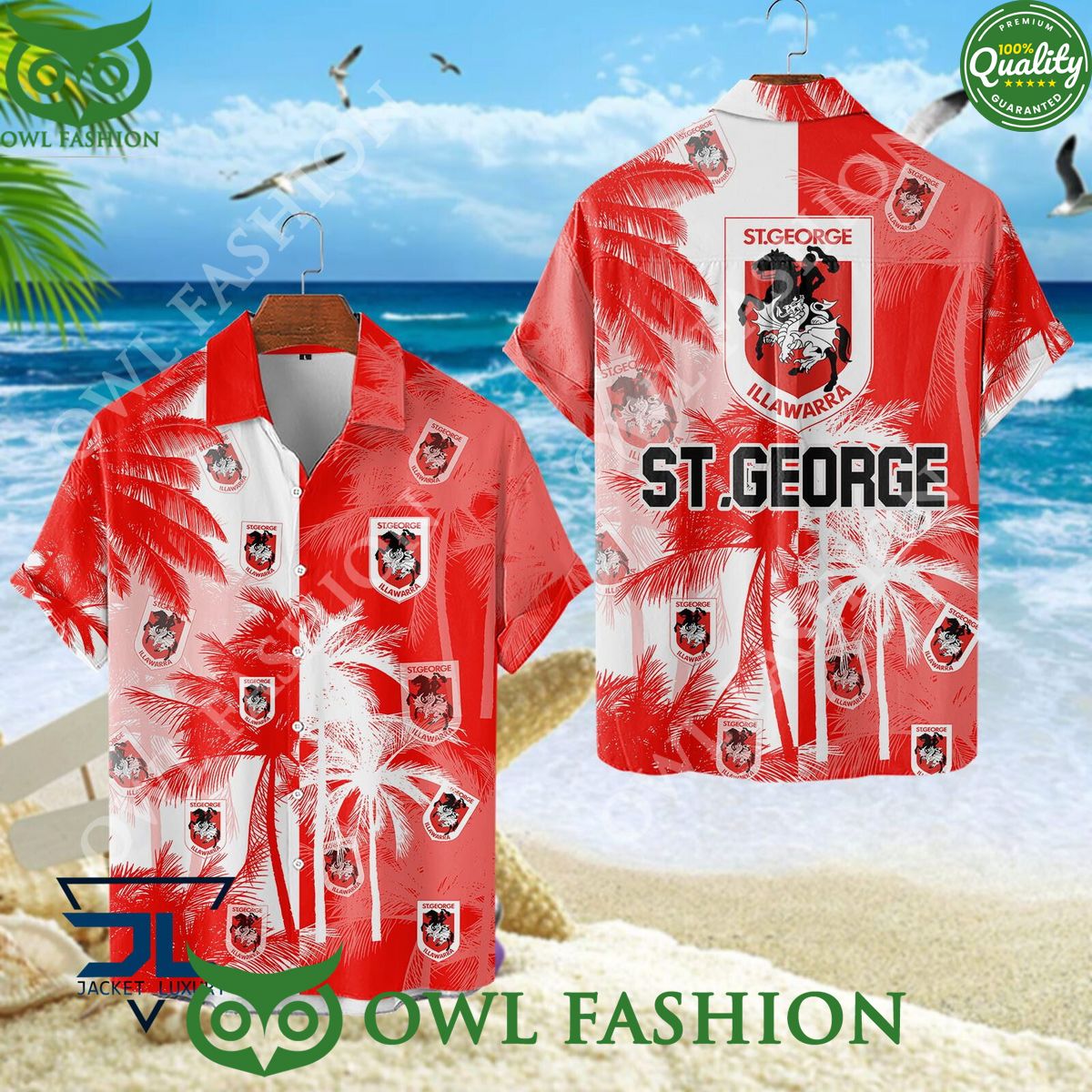 St. George Illawarra Dragons NRL Australasia Football Rugby Hawaiian shirt and short