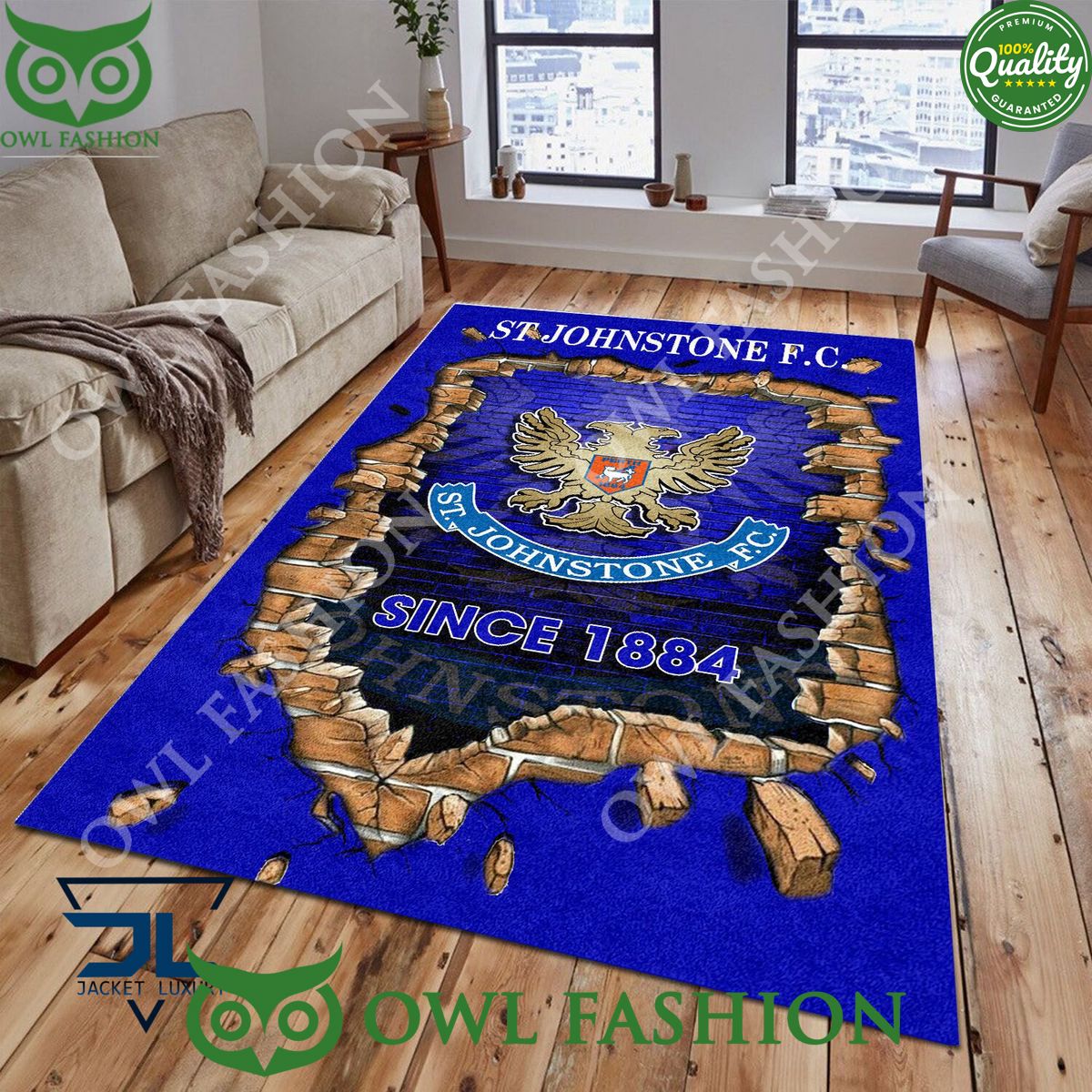 St Johnstone F.C. 1790 Scottish Broken Wall Living Room Carpet