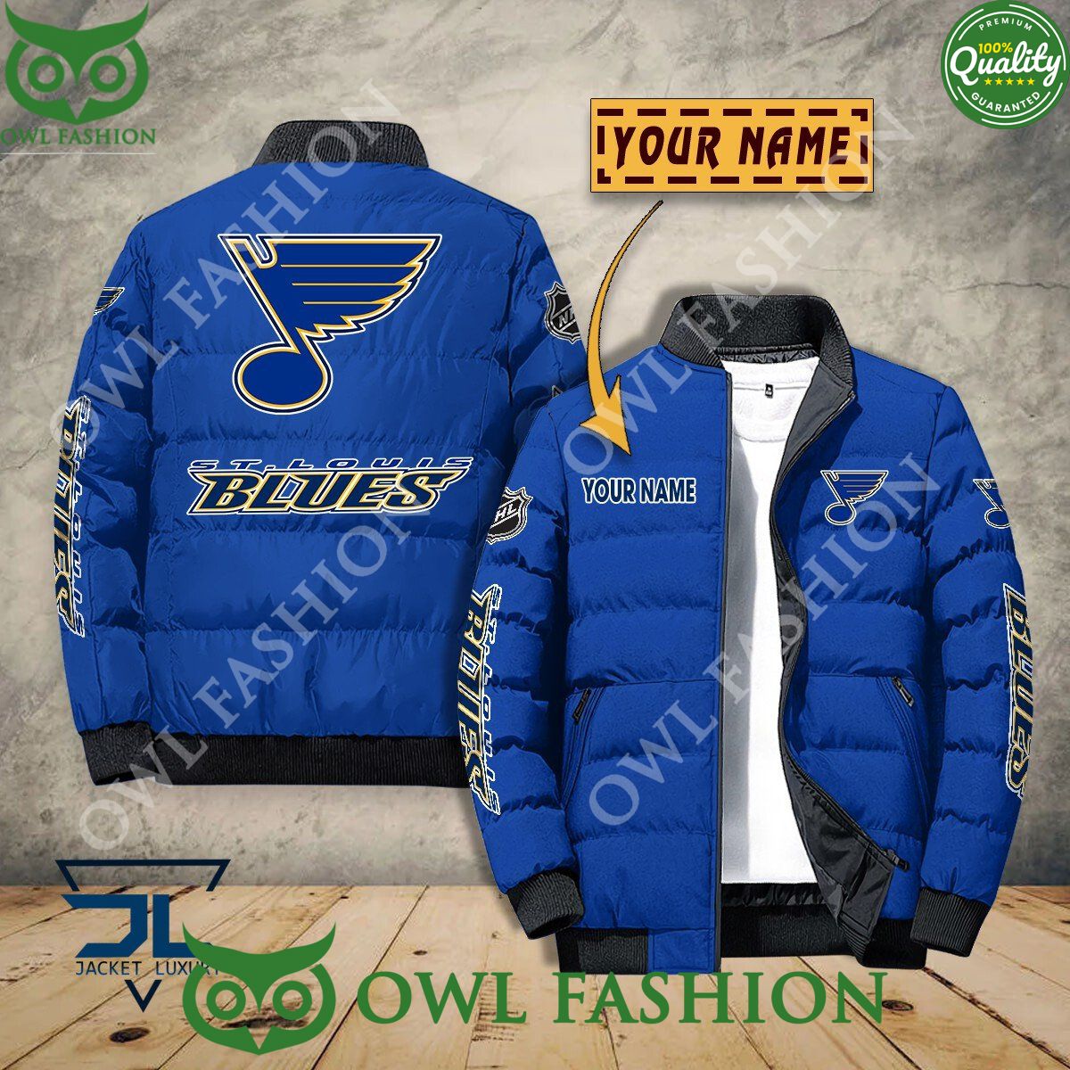 St Louis Blues Custom Name NHL Ice Hockey Puffer Jacket Sport