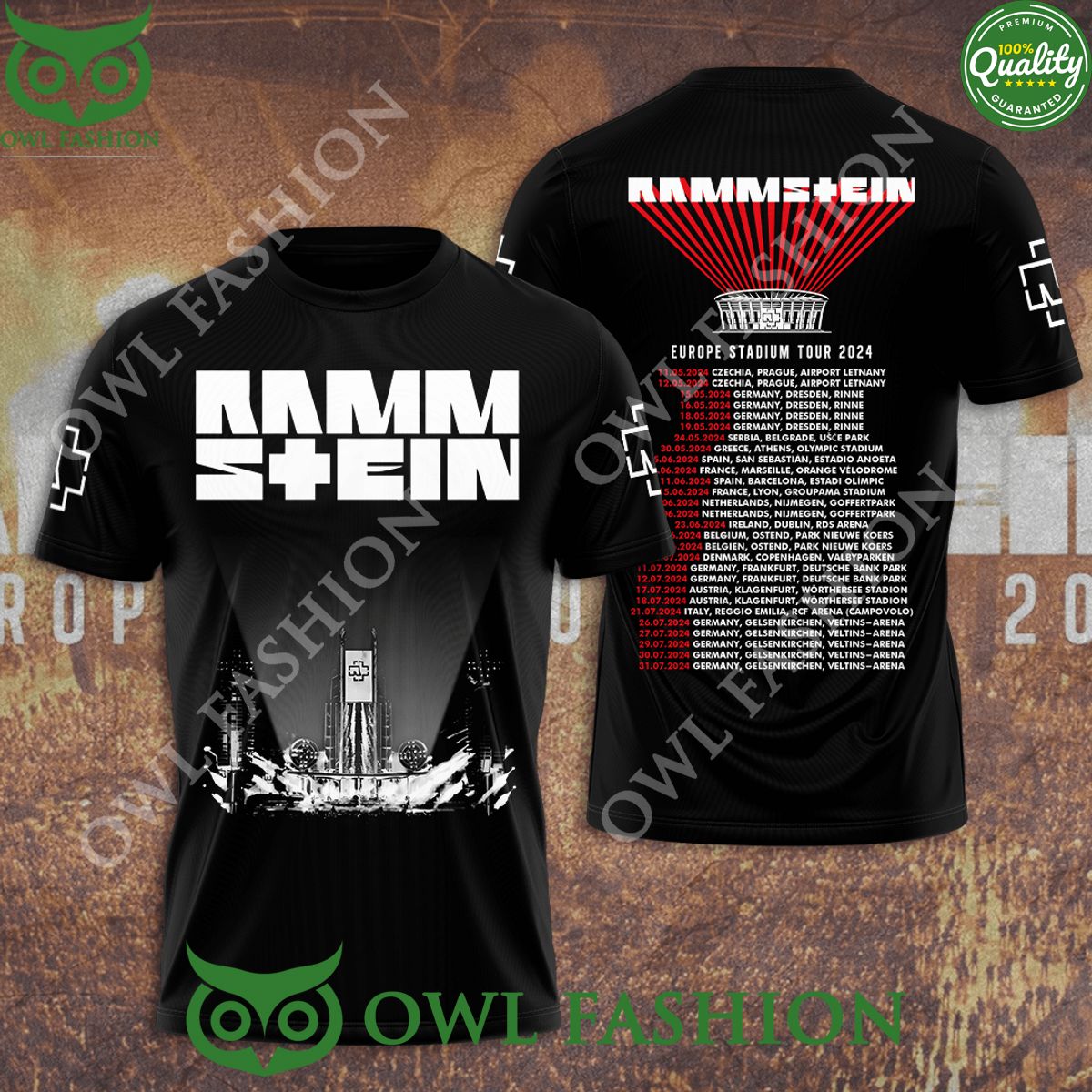 Stadium Tour Europe 2024 Rammstein 3D Tshirt Hoodie