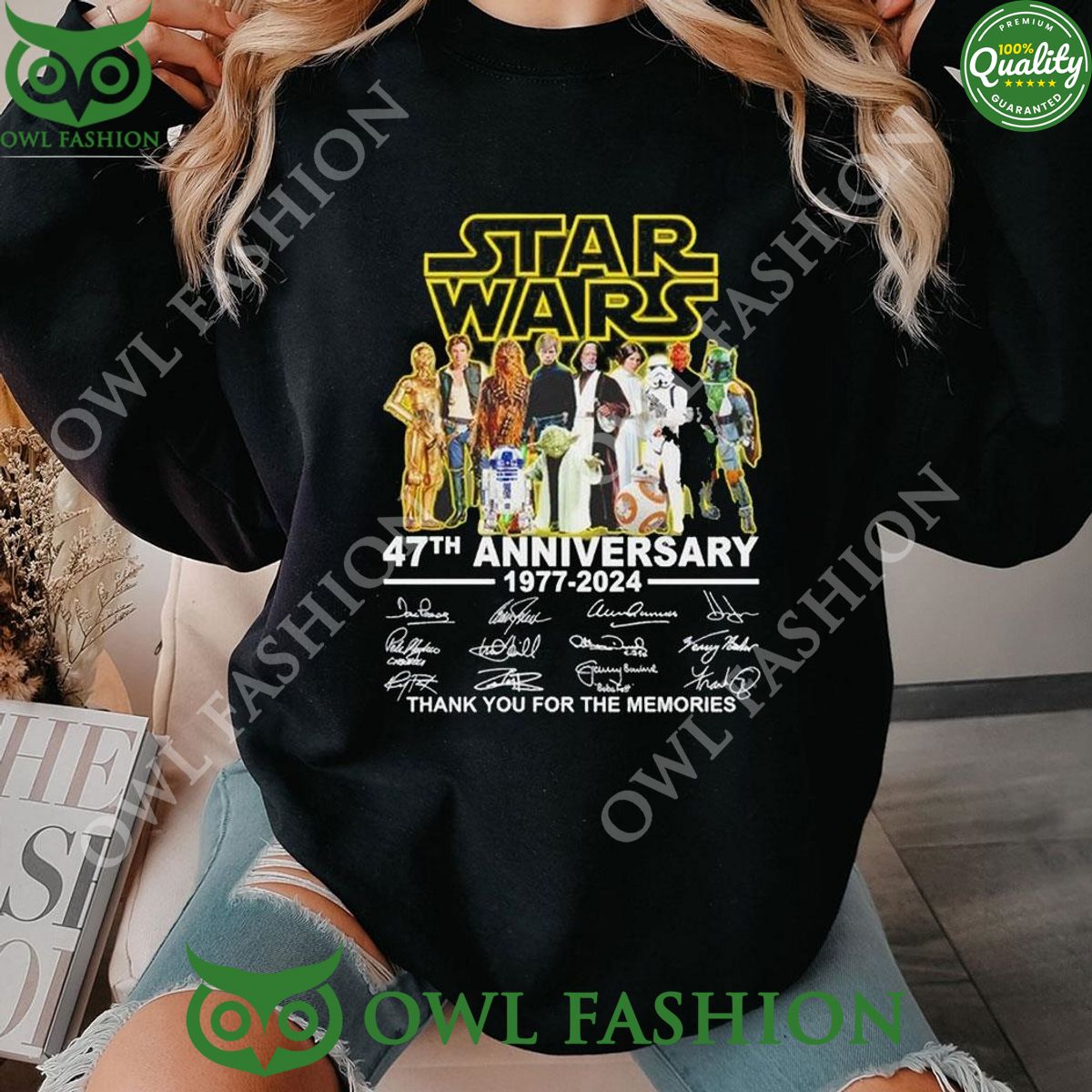 Star Wars 47th Anniversary 1977 2024 Signatures Thank You For The Memories Tshirt Hoodie