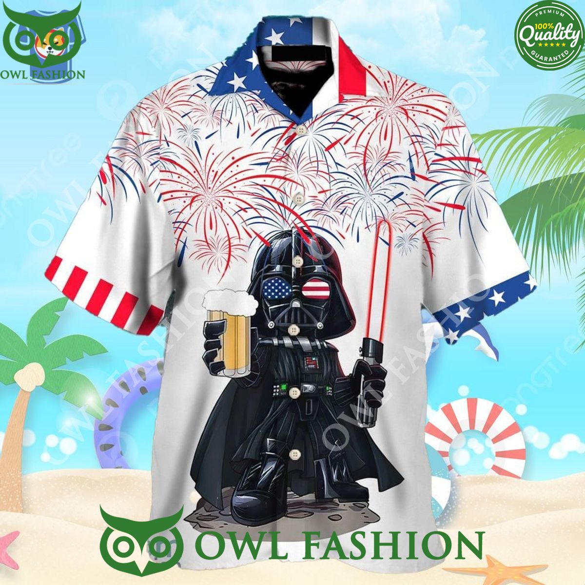 Starwars Independence Day Darth Vader With Beer Hawaiian Shirt Trendy Aloha