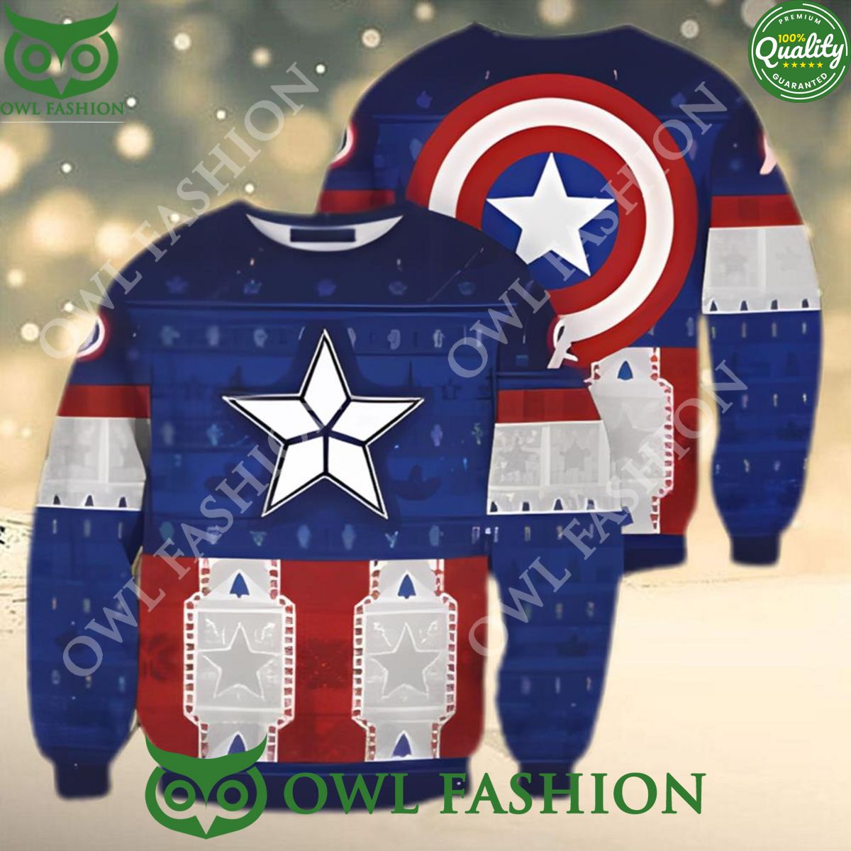 Steve Rogers Captain America Marvel Xmas Ugly Christmas Sweater Jumper