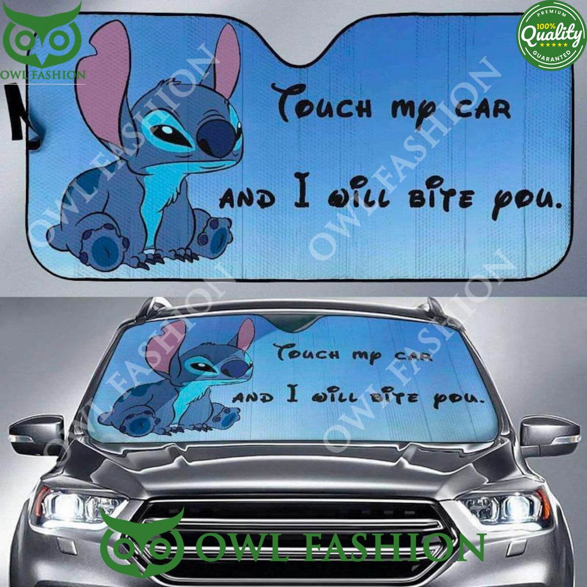 Stitch Touch My Car and I Will Bite You Sun Shade