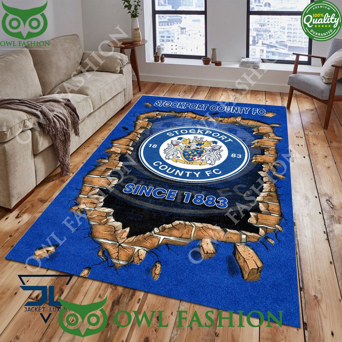 Stockport County F.C 1860 League Two Living Room Rug Carpet