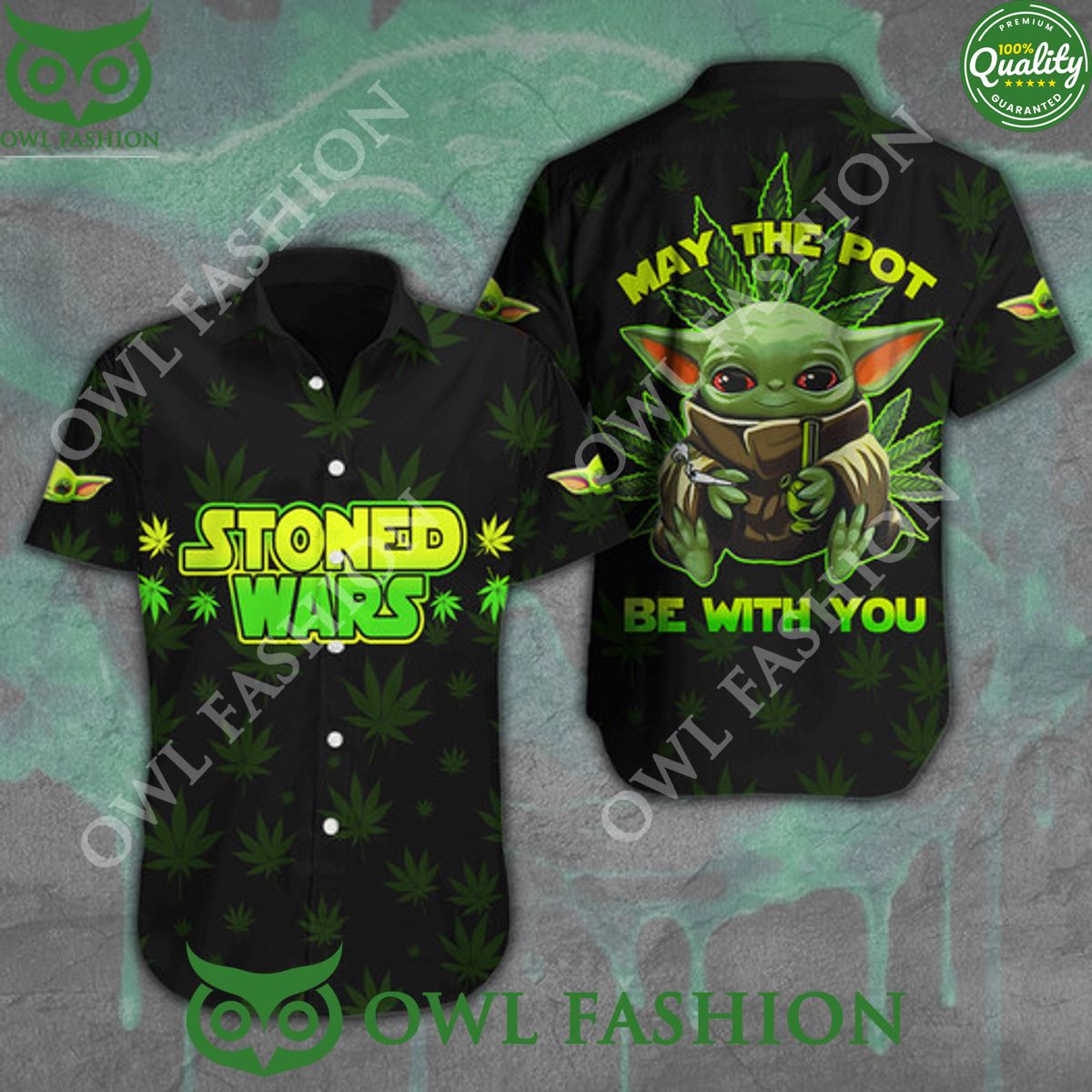Stoned wars may the pot be with you yoda weed hawaiian shirt
