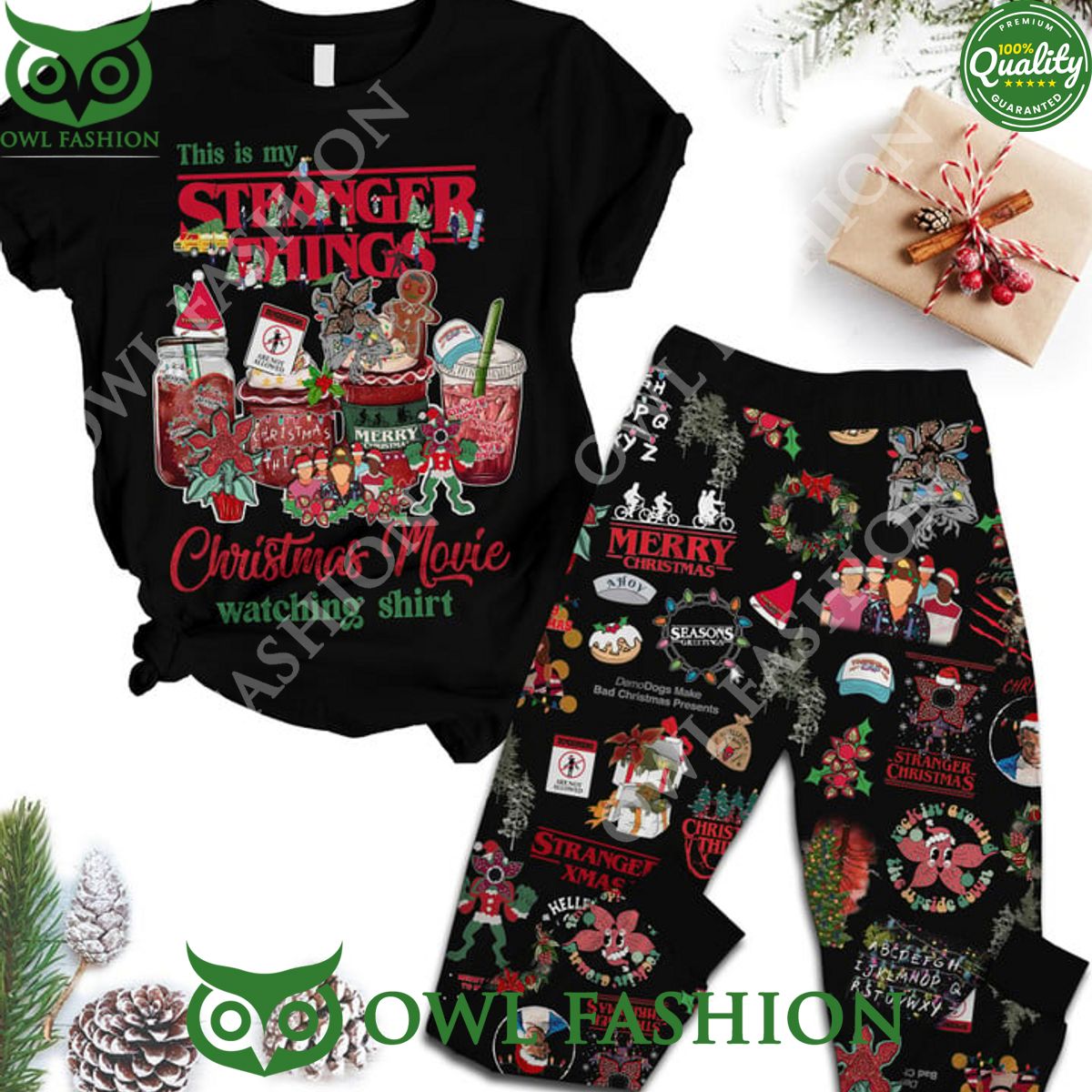 Stranger Things Movie Christmas Pajamas set