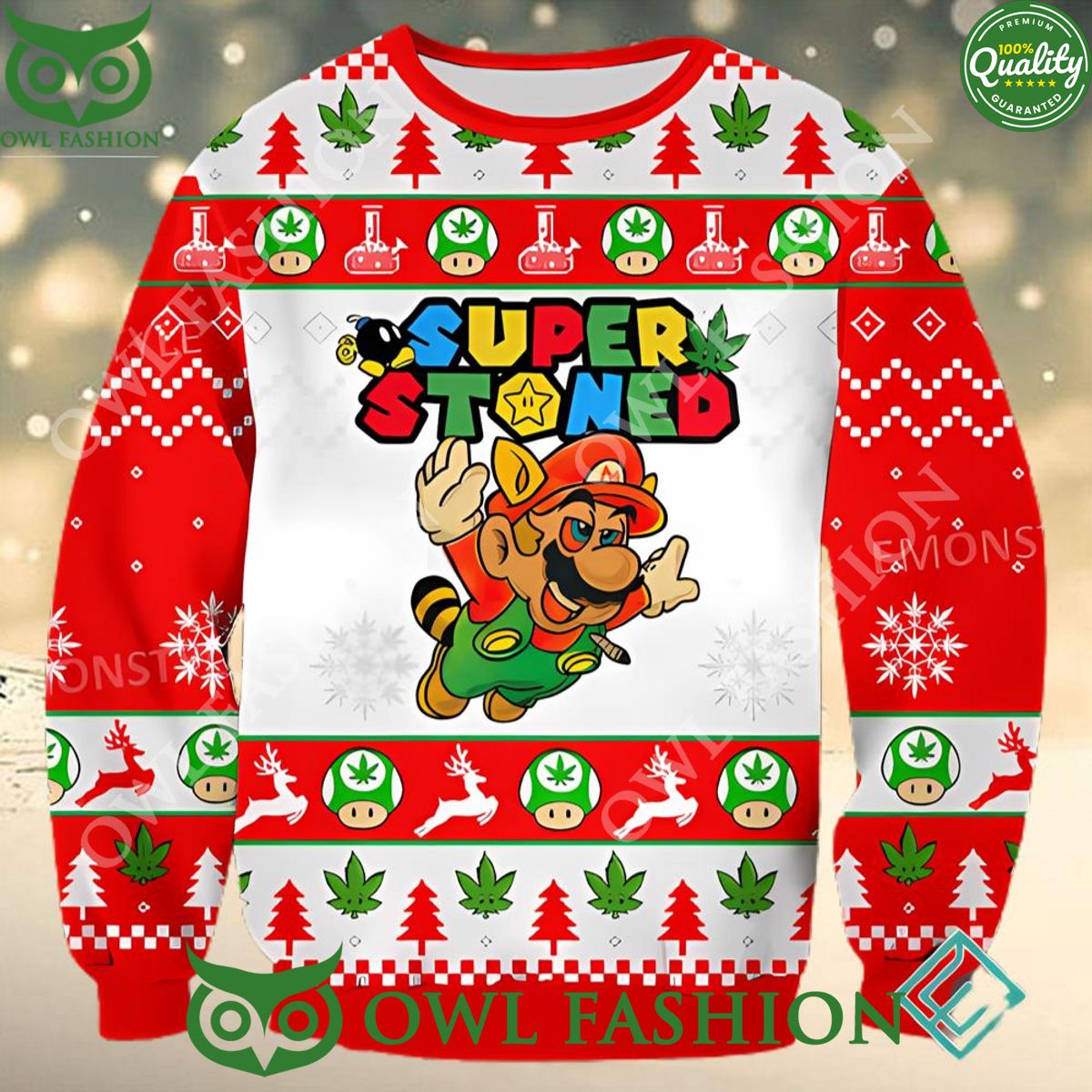Super Stoned Super Mario Ugly Christmas 2023 Sweater Jumper