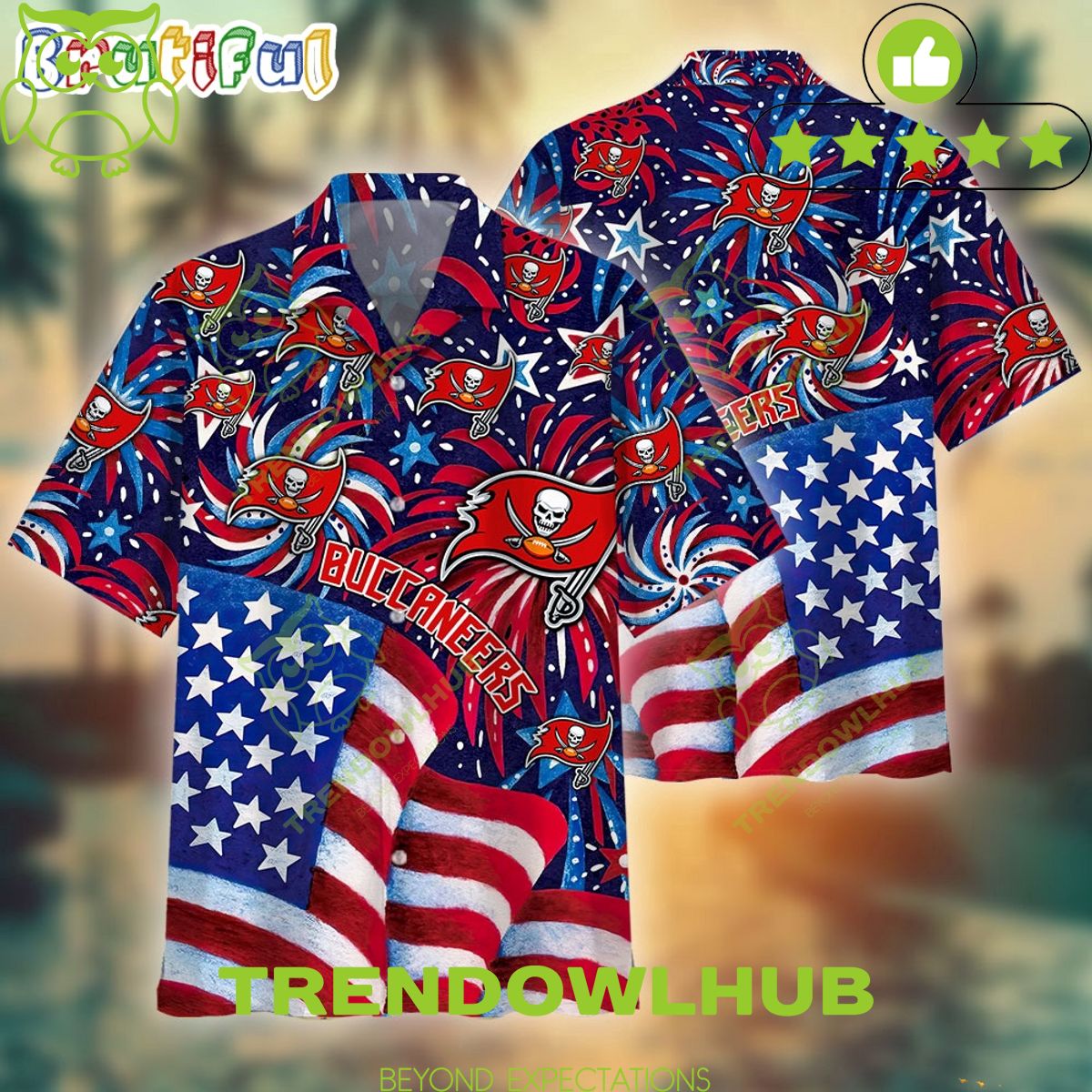 Tampa Bay Buccaneers Memorial Firework NFL Hawaiian Shirt Tropical Football Aloha Shirt