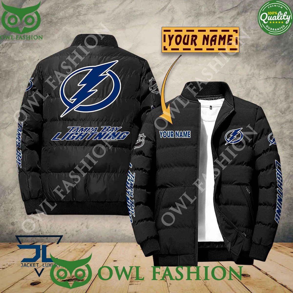 Tampa Bay Lightning Custom Name NHL Ice Hockey Puffer Jacket Sport