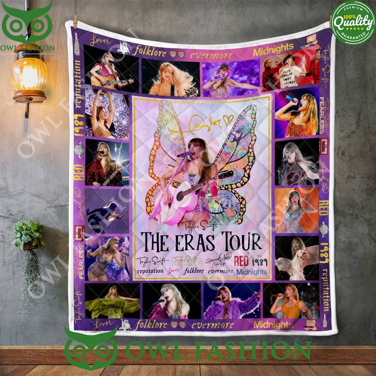 Taylor Swift The Eras Tour Purple Quilt Blanket
