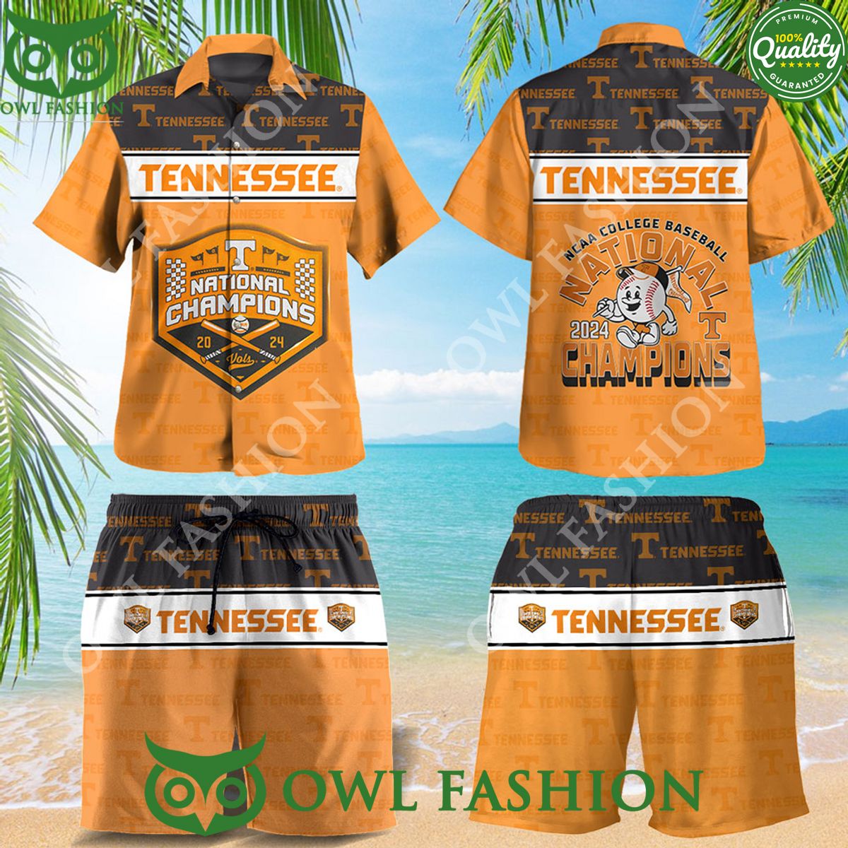 Tennessee Volunteers Baseball NCAA 3D Hawaiian Shirt Short