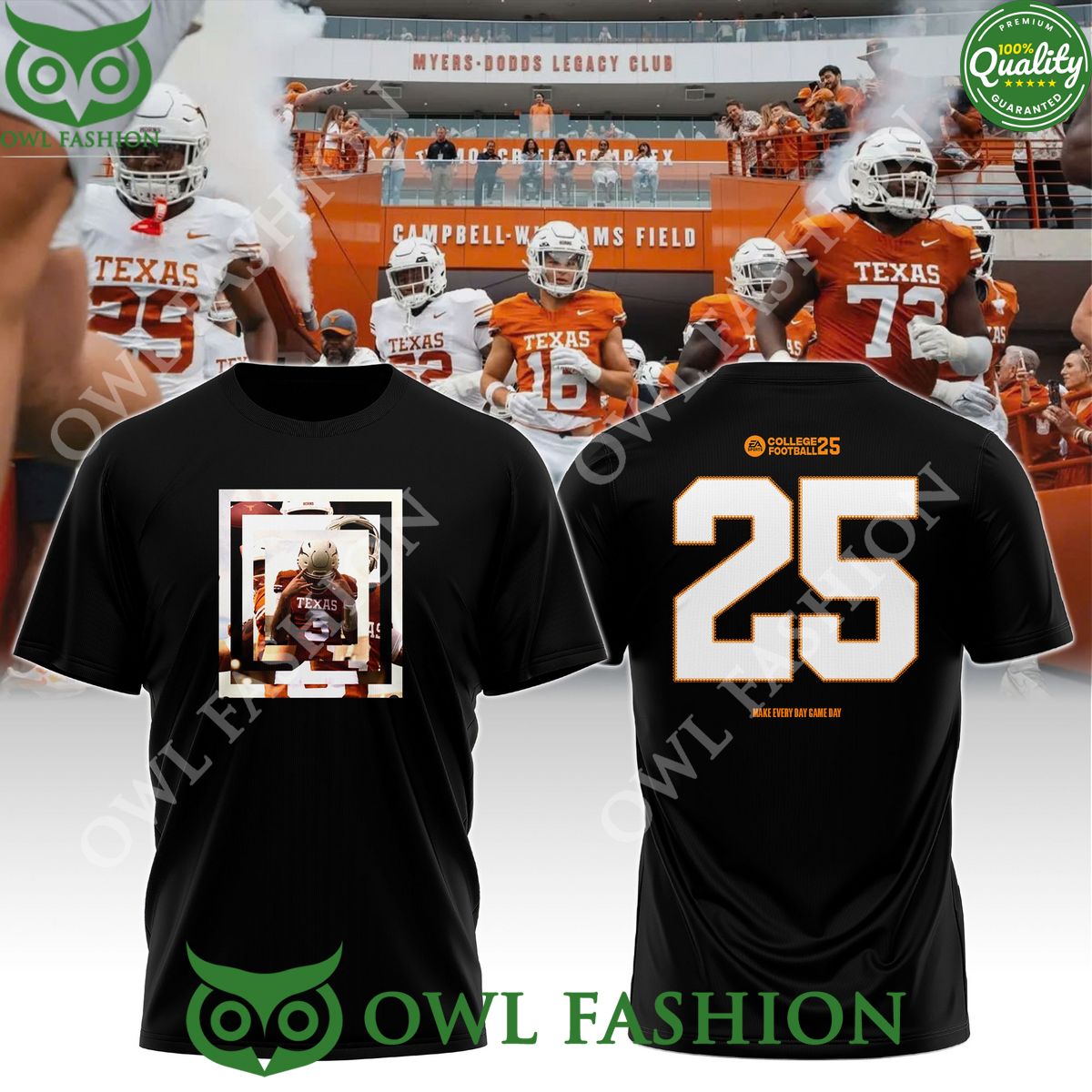 Texas LonghornsTeam Official Number 25 College Football Logo t shirt