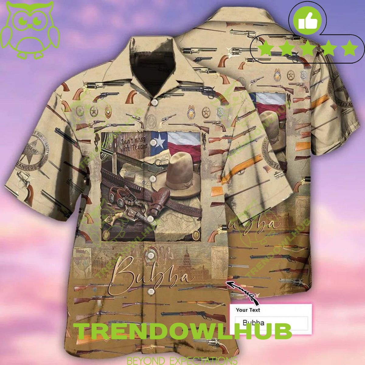 Texas Peace Life Gun Style Personalized 3D Summer Hawaiian Shirt