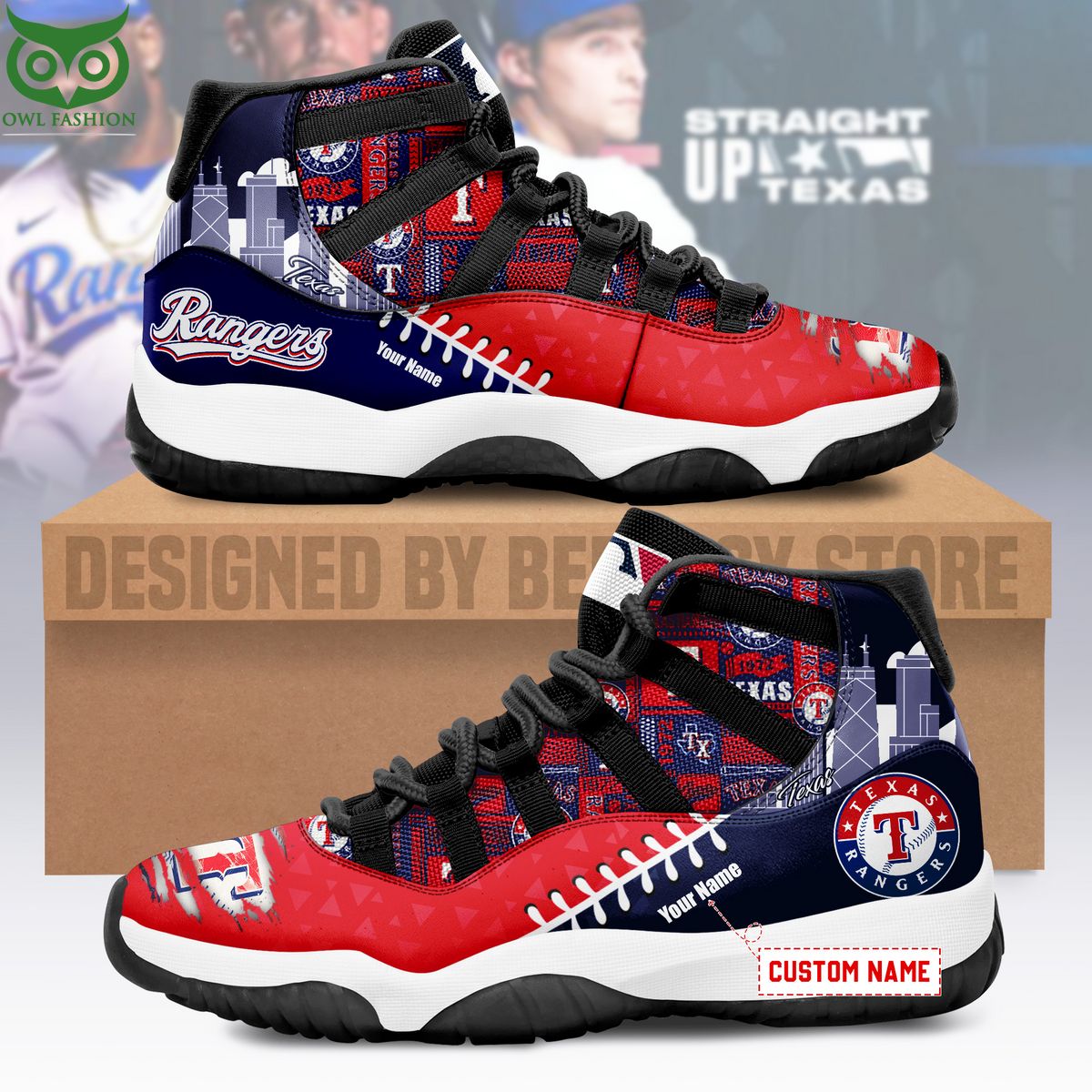 Texas Rangers Custom Shoes Limited Edition AJ 11 MLB Air Jordan
