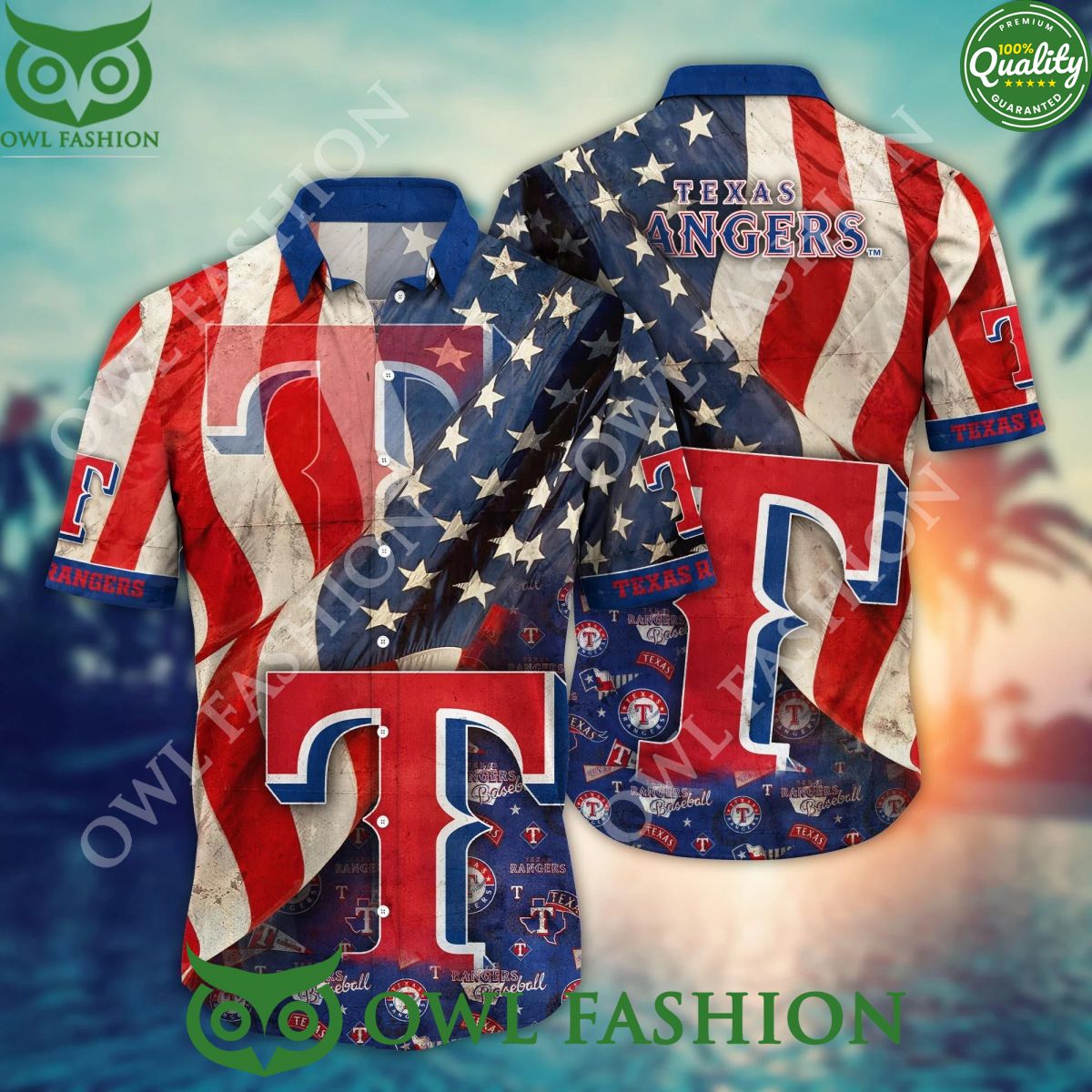 Texas Rangers USA Flag MLB Hawaiian Shirt Independence Day