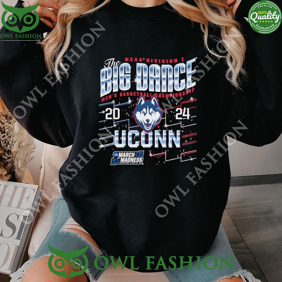 The Big Dance Men's Basketball Championship 2024 Uconn Huskies Shirt Ladies Tee Hoodie