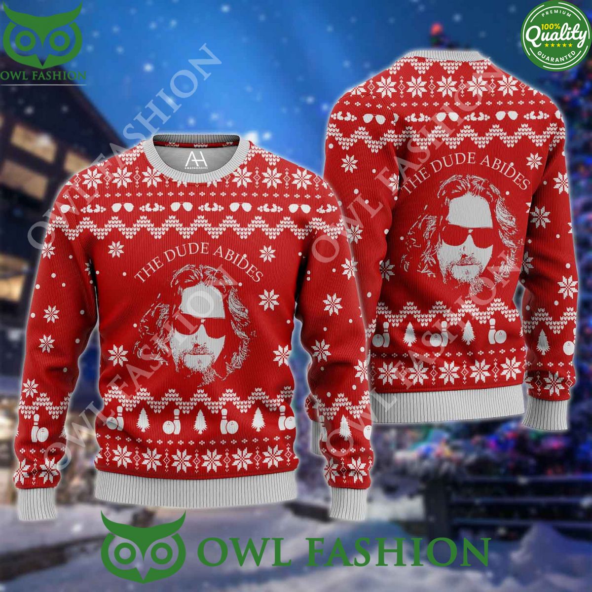 The Big Lebowski The Dude Abides Ugly Christmas Sweater 3D AOP Ugly Sweater Christmas