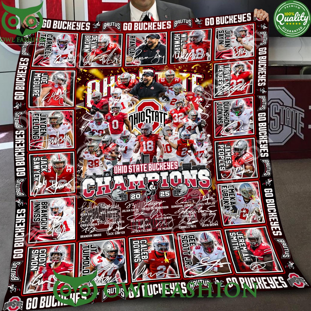 The Buckeyes 135th Anniversary 1890 2025 Special Signatures blanket