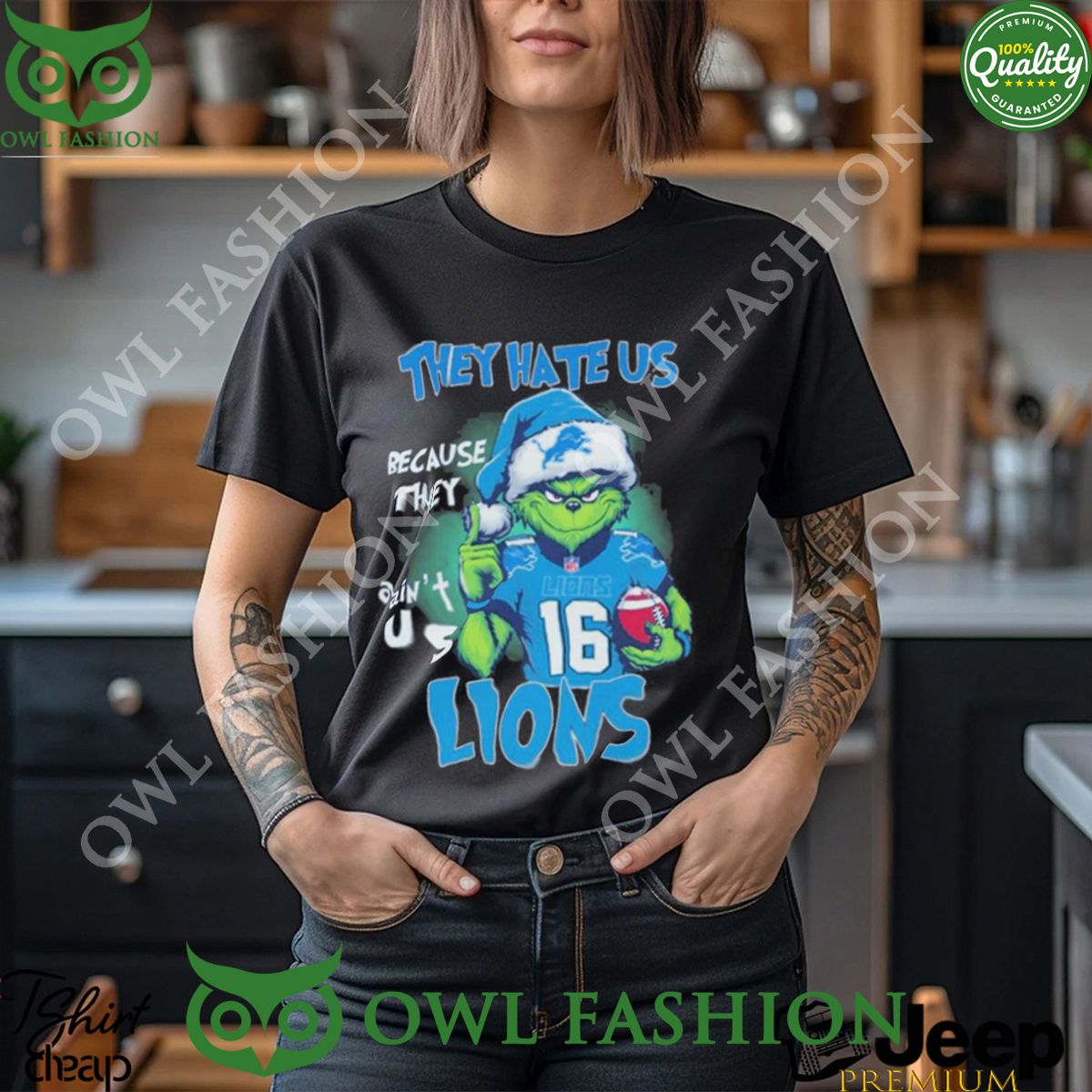 The Grinch Detroit Lions Christmas They Hate Us Because They Ain’t Us Lions Tshirt