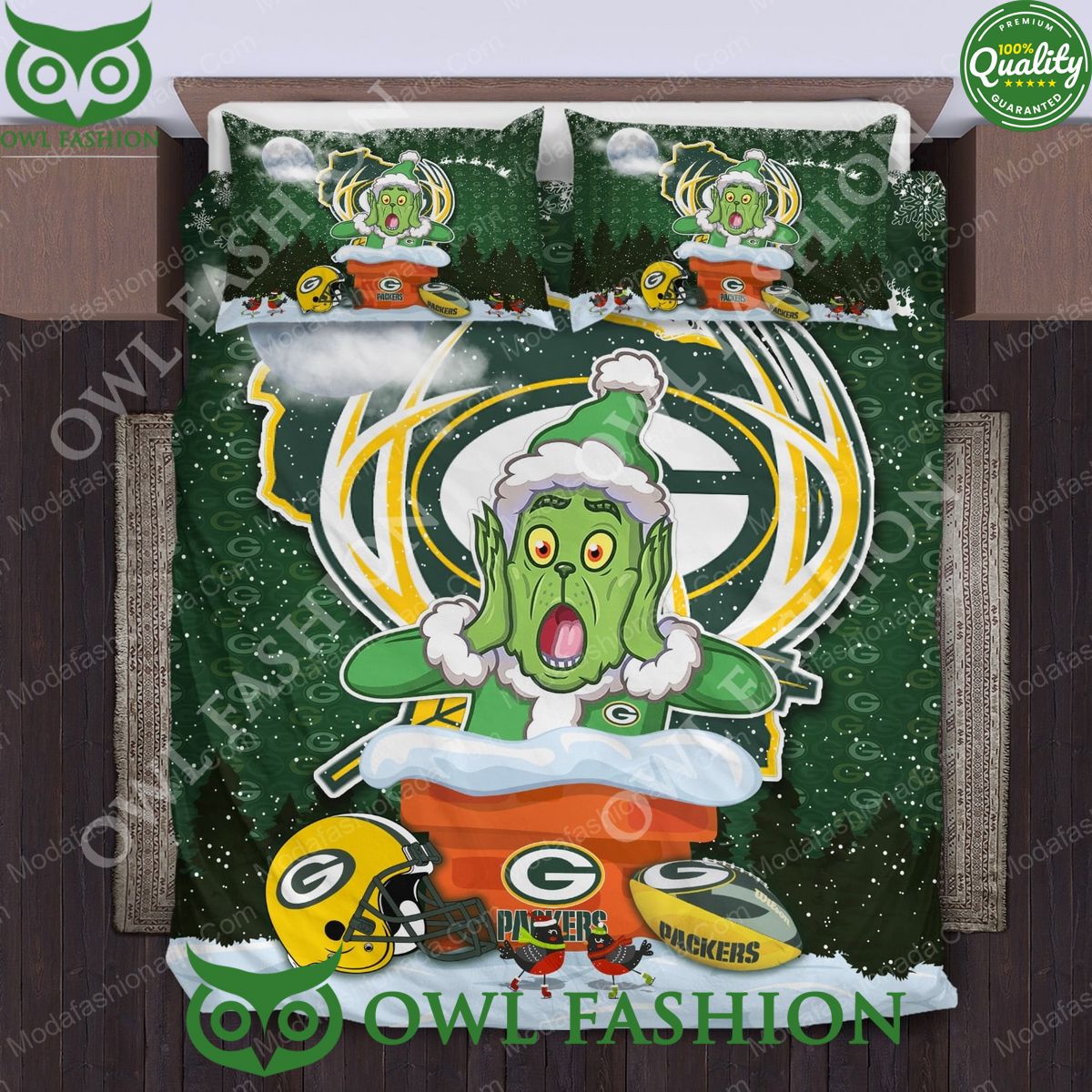 The Grinch NFL Green Bay Packers Christmas Bedding Sets