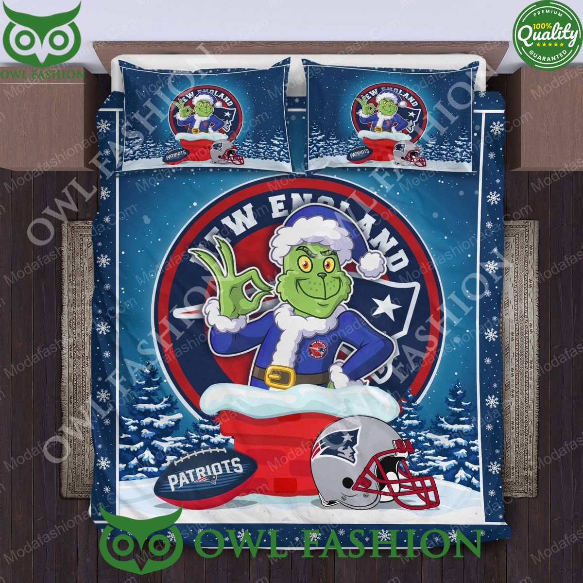 The Grinch NFL New England Patriots Christmas Bedding Sets