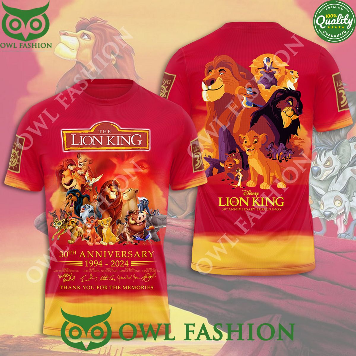 The Lion King 30th Anniversary 1994 2024 3D T shirt