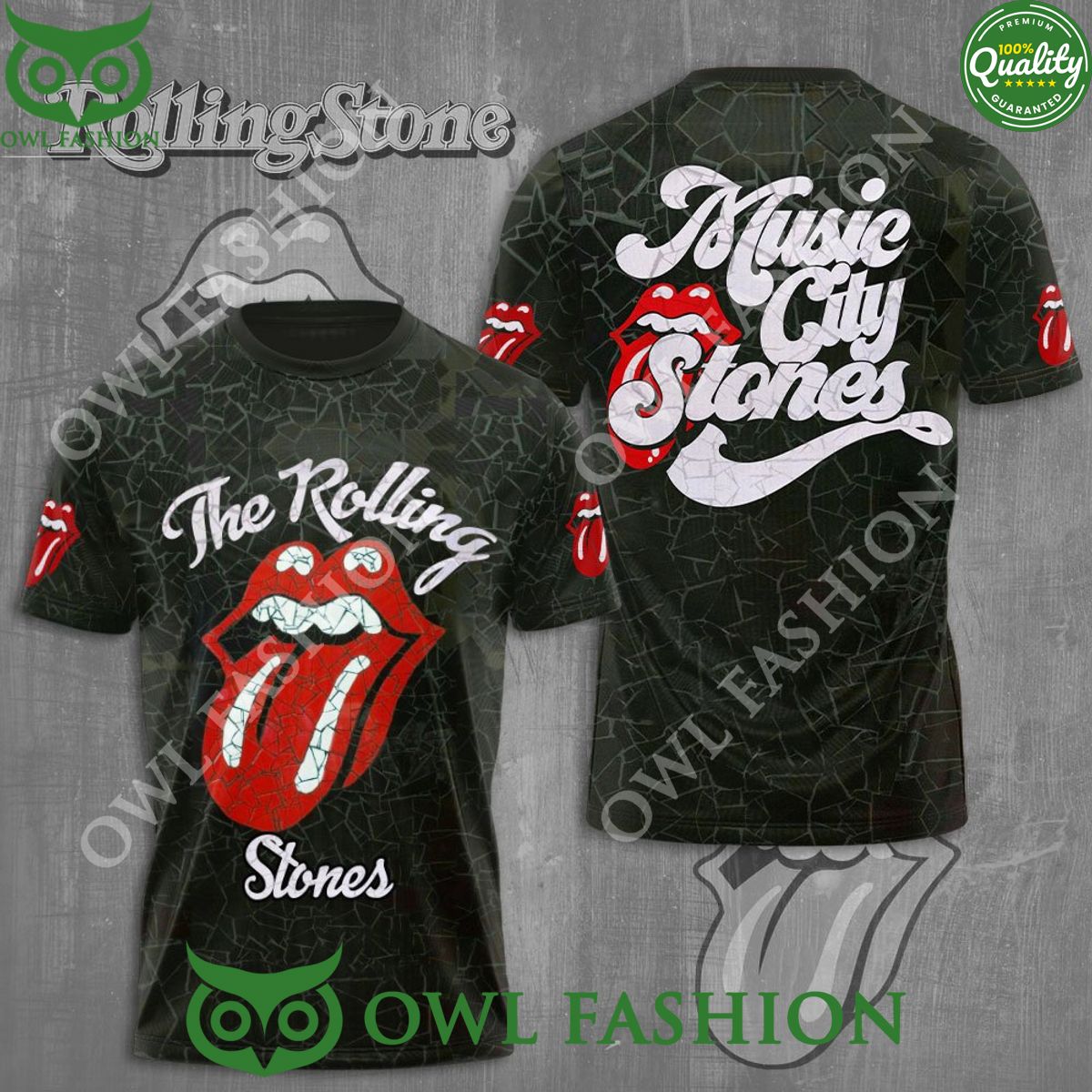 The Rolling Stones Music City Limited 3D Tshirt Hoodie