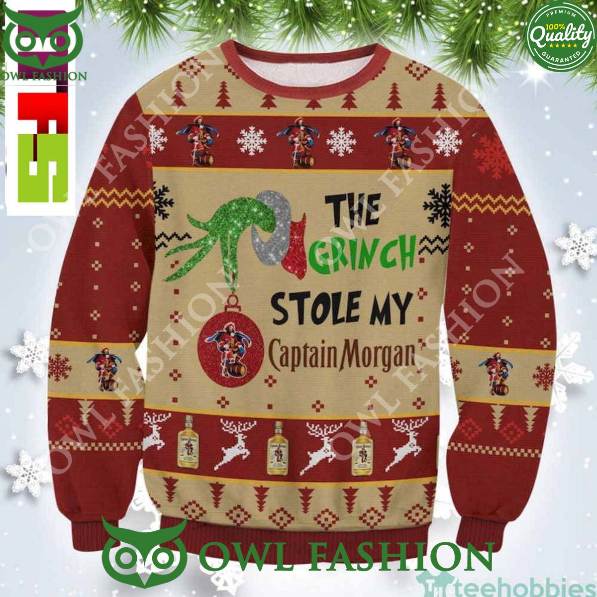 The Vintage Grinch Stole My Captain Morgan Funny Christmas Ugly Sweater 2023