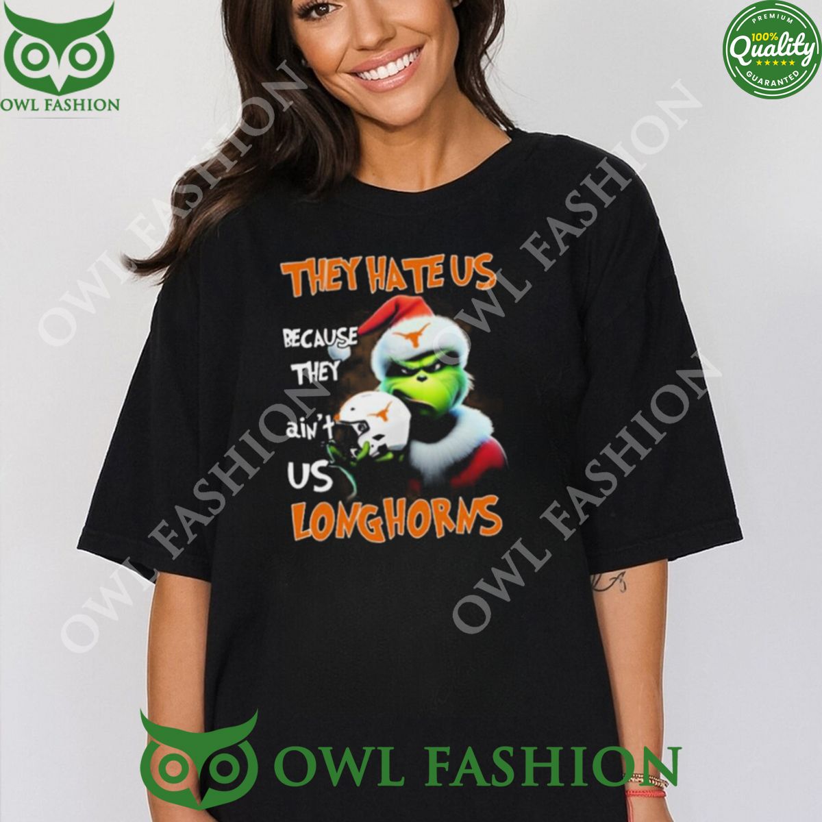 They Hate Us Because Ain’t Us Texas Longhorns Santa Grinch Christmas T-Shirt 