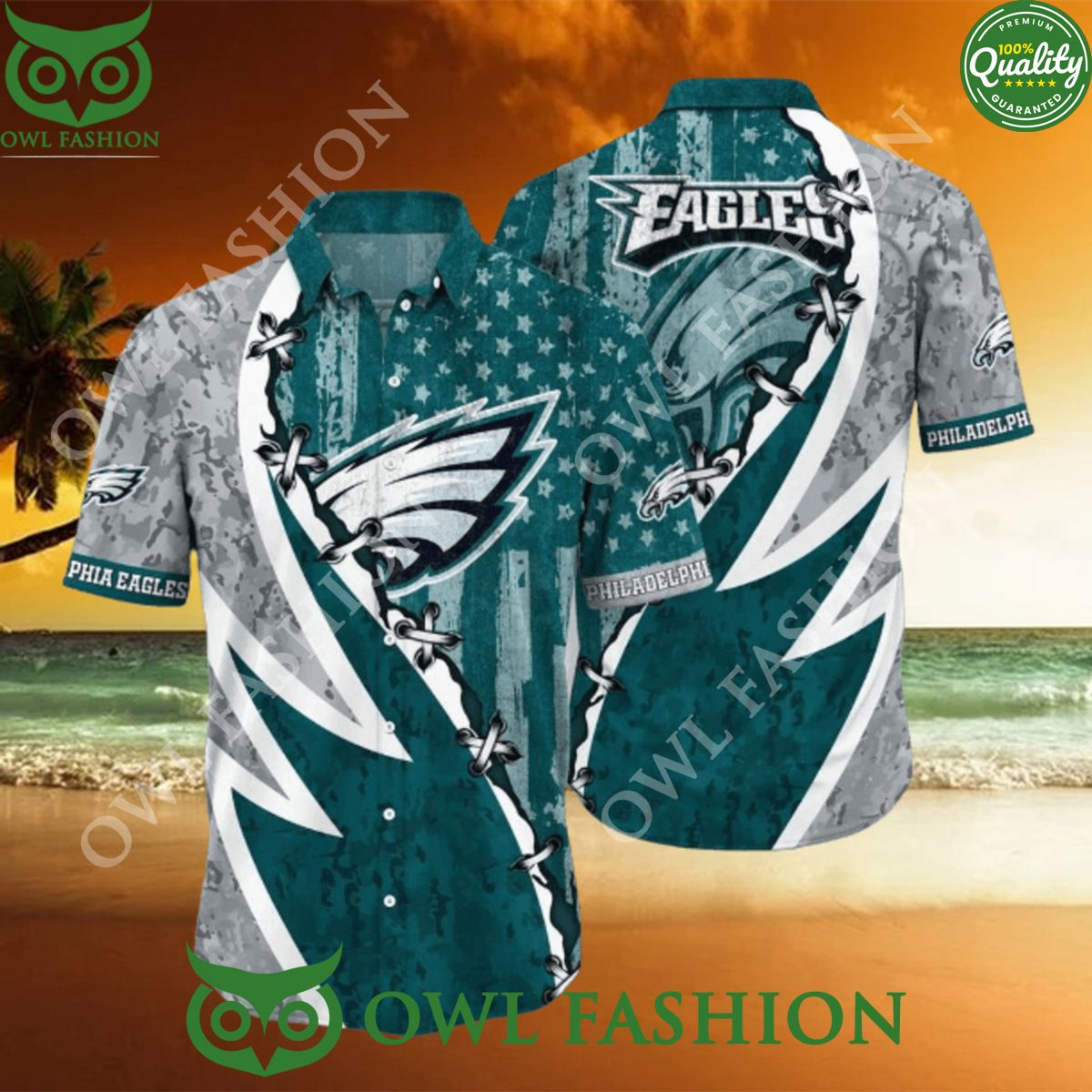 This Summer NFL Philadelphia Eagles American Flag Print Hawaiian Shirt 2024