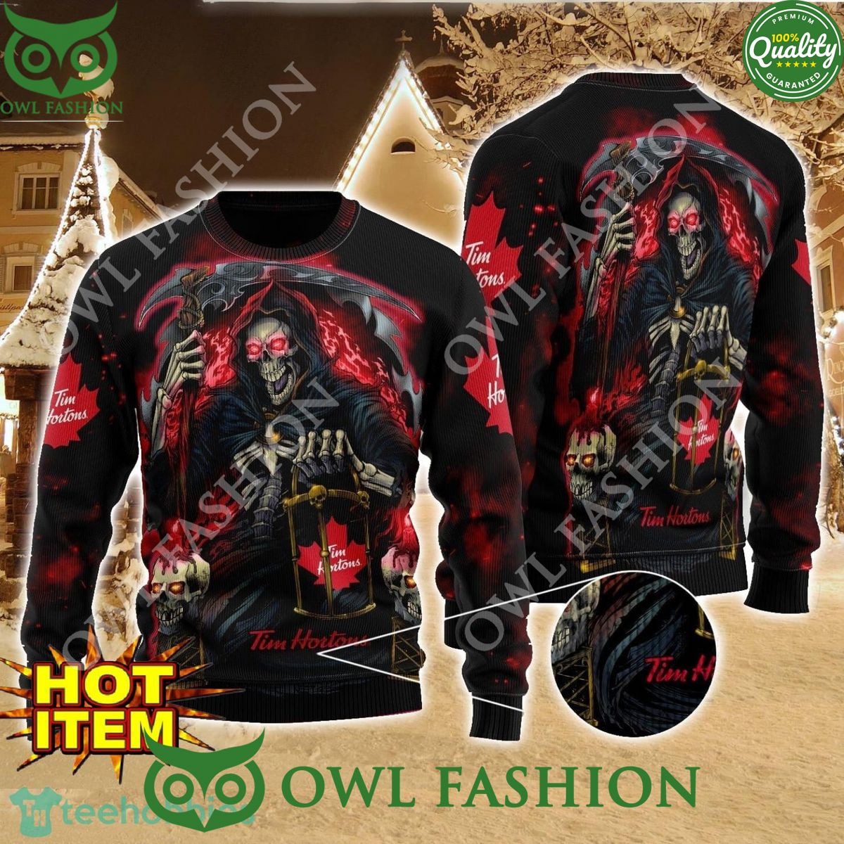 Tim Hortons Death Halloween AOP 3D Sweater