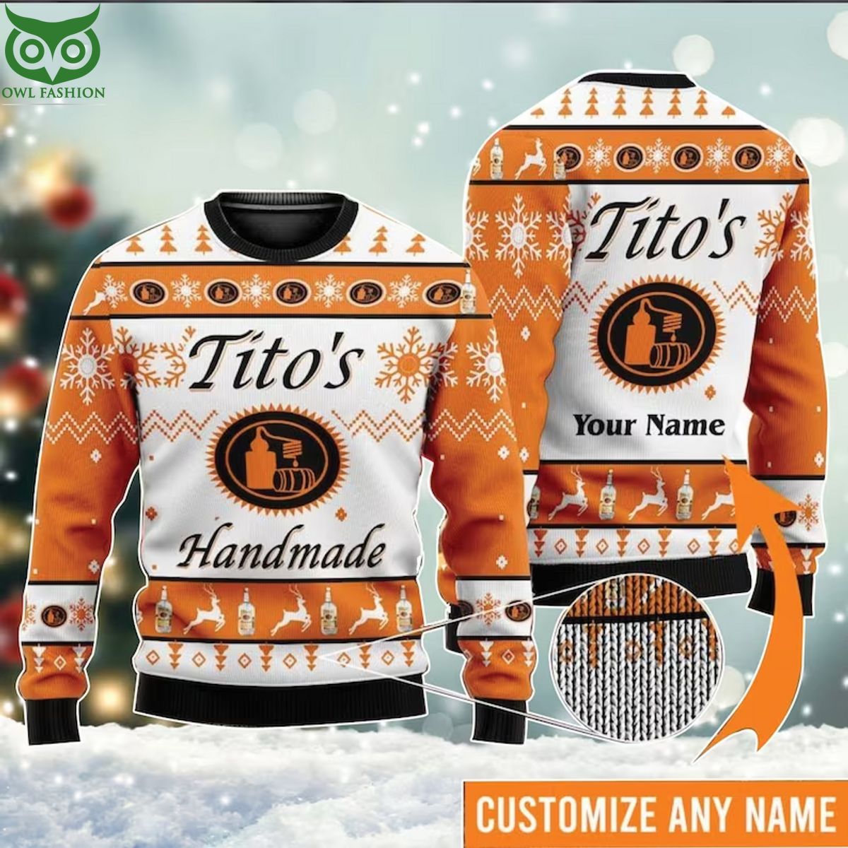 Tito's Handmade Vodka Christmas Custom 3D Ugly Sweater Jumper