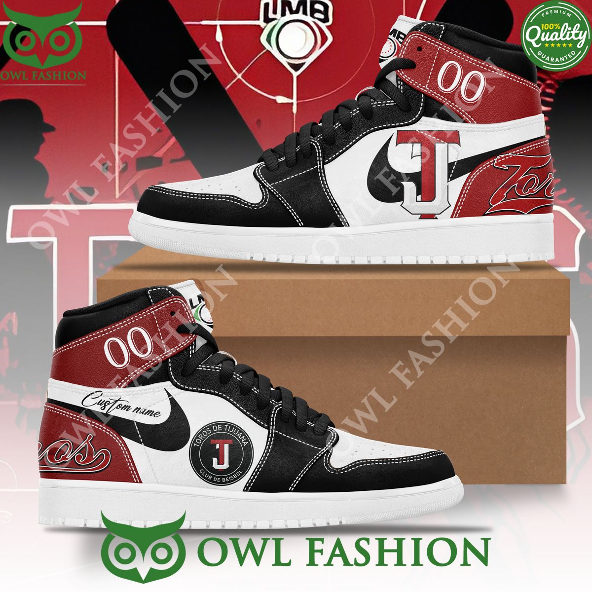 Toros de Tijuana LMB Baseball Mexican Personalized AJ1 Shoes Sneaker High Top