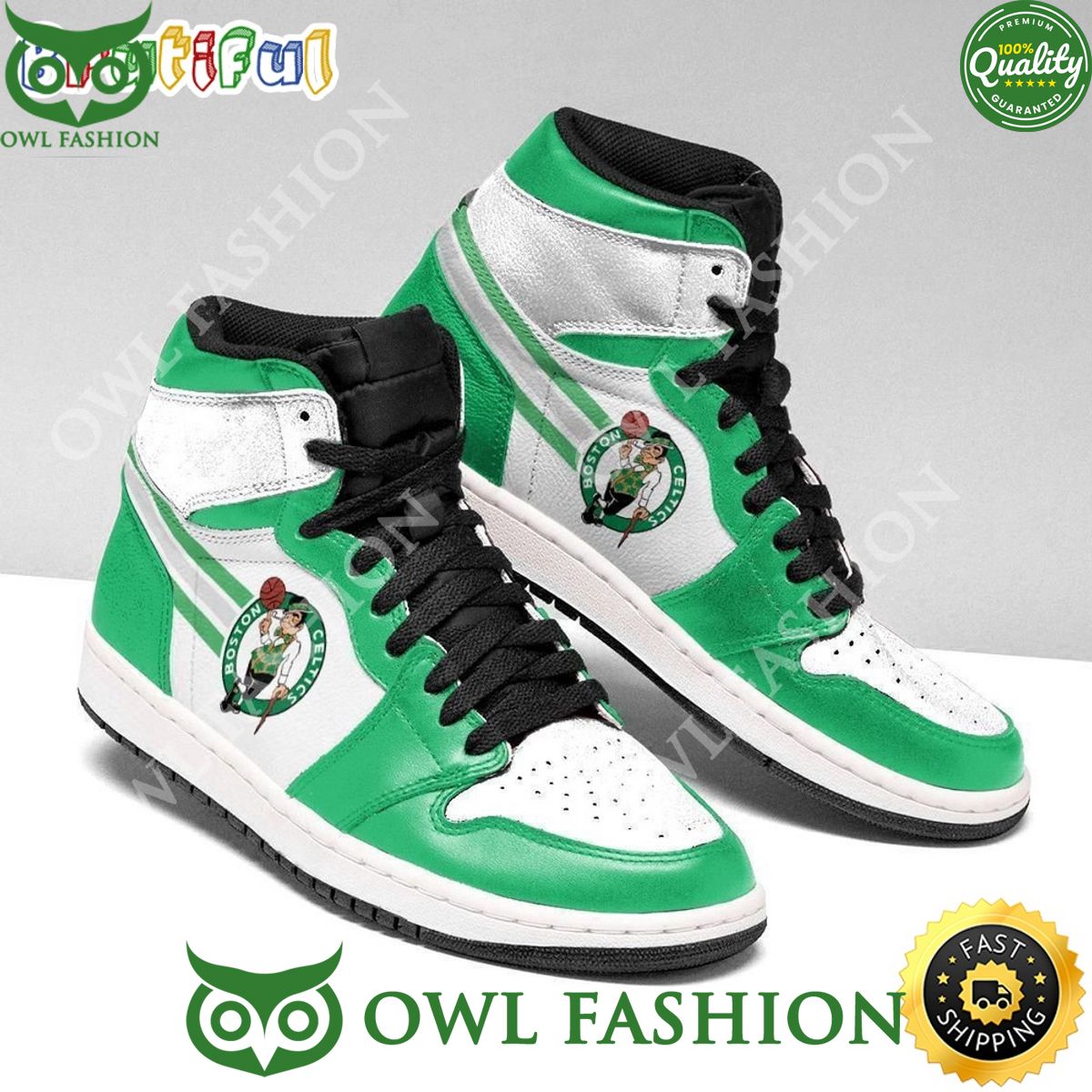 Trending Boston Celtics Green White Air Jordan 1 High Shoes